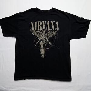 Nirvana In Utero Grunge Rock T-Shirt 2018.Large Black Band Tee